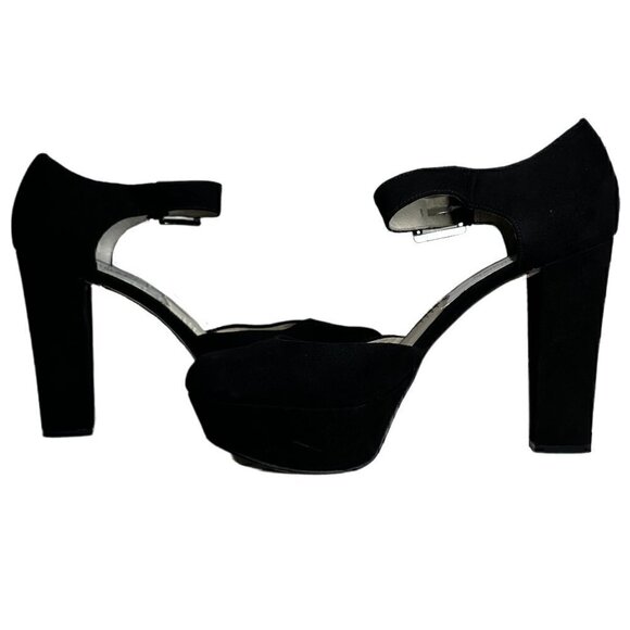 Michael Michael Kors Black Suede Platform Mary Jane Chunky Heels - Picture 6 of 9